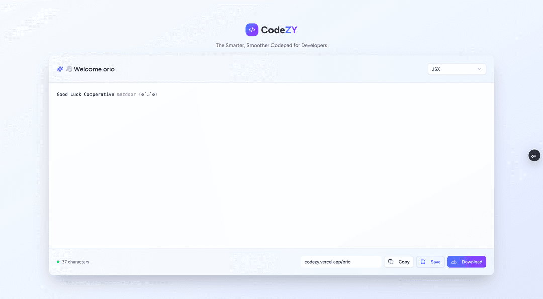 Code ZY - The Smarter, Smoother Codepad for Developers